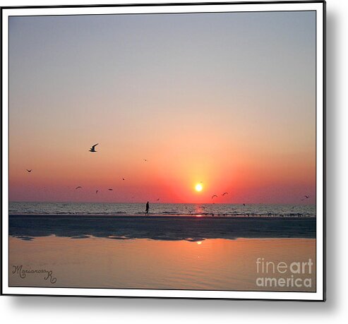 Sunset Metal Print featuring the photograph A Walk At Sunset by Mariarosa Rockefeller