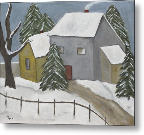 Landscape Metal Print featuring the painting A Winter Day by Trish Toro