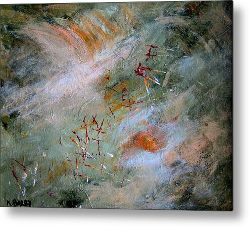 Abstract Metal Print featuring the painting Catskill Waterfall Abstract 224 by Kathryn Barry