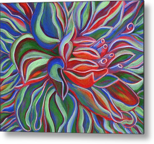 Abstract Metal Print featuring the painting Abstract Flower by Janice Dunbar