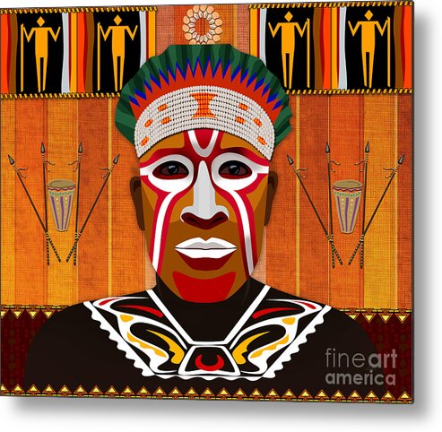 African Metal Print featuring the digital art African Tribesman 3 by Peter Awax