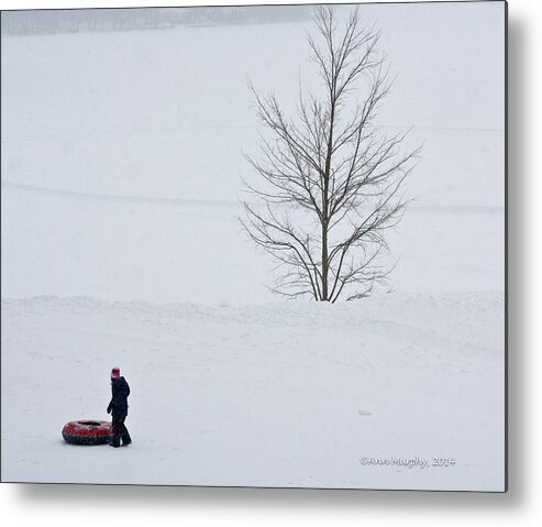2014 Metal Print featuring the photograph After the Snow Tube Ride by Ann Murphy