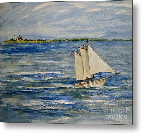 Aj Meerwald Metal Print featuring the painting A J Meerwald At East Point Light by Nancy Patterson