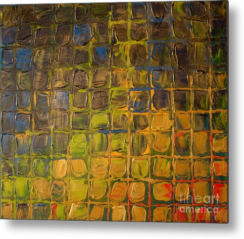 Dimensional Metal Print featuring the painting All Boxed In by Paulette B Wright