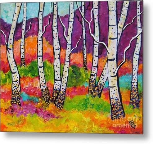 Trees Metal Print featuring the painting All Together Now by Deborah Glasgow