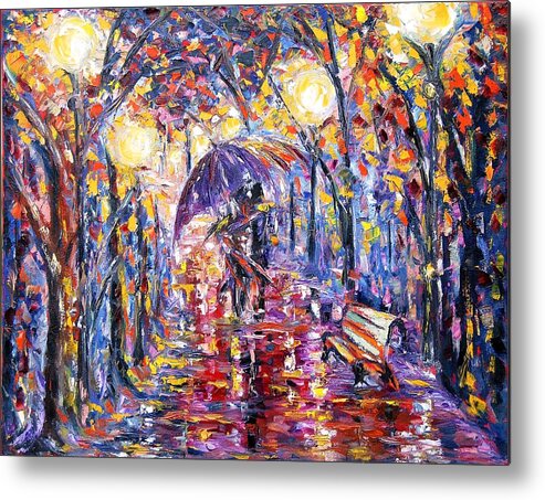  Metal Print featuring the painting Alley Of Love by Helen Kagan