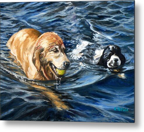 Dogs Metal Print featuring the painting Ally and Smitty by Eileen Patten Oliver