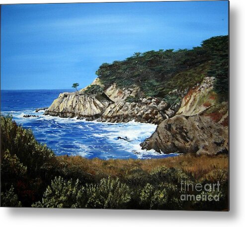 Landscape Metal Print featuring the painting Along the California Coast by Mary Rogers