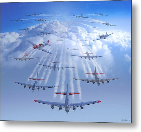 B-17 Metal Print featuring the painting Aluminum Overcast 2014 by Adam Burch
