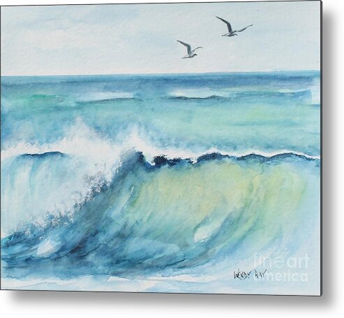 Blue Metal Print featuring the painting An Ocean's Wave by Wendy Ray