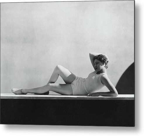 Model Metal Print featuring the photograph Angeta Fischer In Schiaparelli by George Hoyningen-Huene