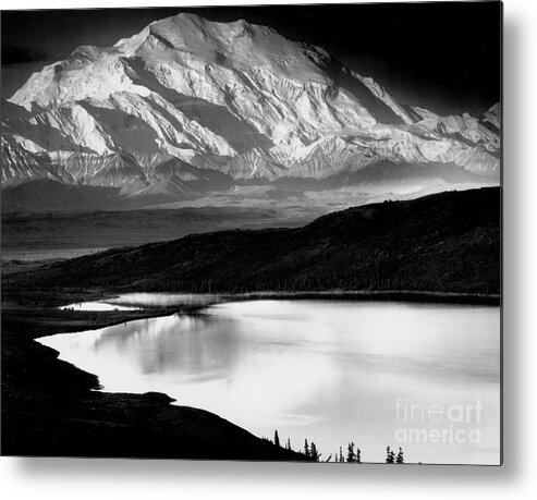 Mount Mckinley And Wonder Lake Denali National Park Metal Print featuring the photograph Mount McKinley and Wonder Lake Denali National Park Alaska 1947 by Ansel Adams