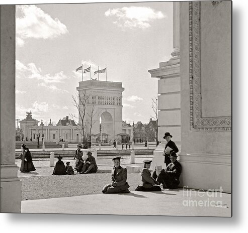 Arch Of States Metal Print featuring the photograph Arch of States Trans Mississippi 1898 by Martin Konopacki Restoration