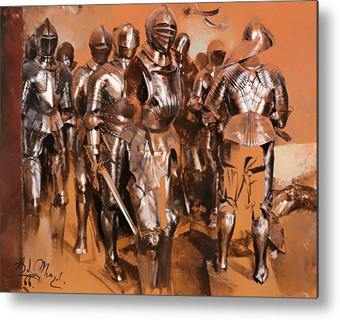 Painting Metal Print featuring the painting Armor Chamber Fantasy by Mountain Dreams