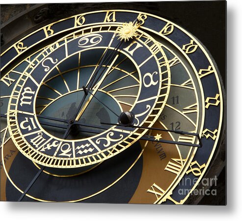 Clock Metal Print featuring the photograph Astronomical Clock by Ann Horn
