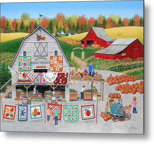 Folkart Metal Print featuring the painting Autumn Quilts by Wilfrido Limvalencia