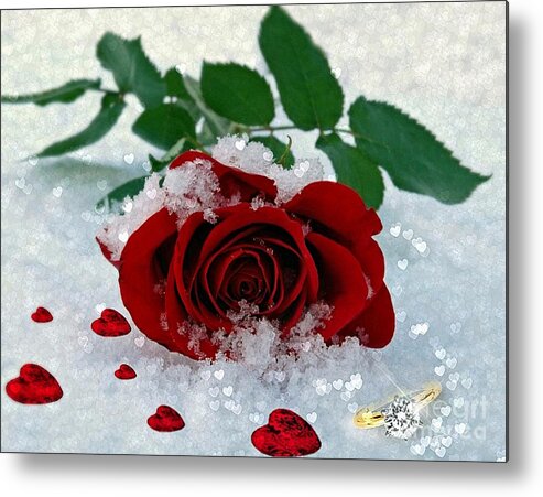 red Rose Metal Print featuring the mixed media Be Mine by Morag Bates