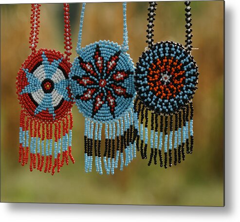 Beaded Metal Print featuring the photograph Beaded Necklaces by Alan Hutchins