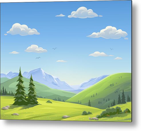 Scenics Metal Print featuring the drawing Beautiful Mountain Landscape by Kbeis