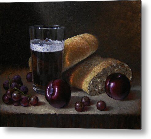 Beer Metal Print featuring the painting Beer Bread and Fruit by Timothy Jones