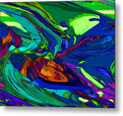 Bending A Note. Blue Green Abstract Metal Print featuring the digital art Bending a note. by Phillip Mossbarger
