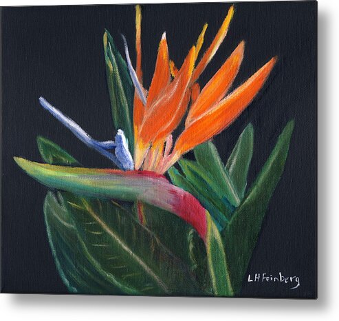 Bird Of Paradise Metal Print featuring the painting Bird of Paradise in oil by Linda Feinberg