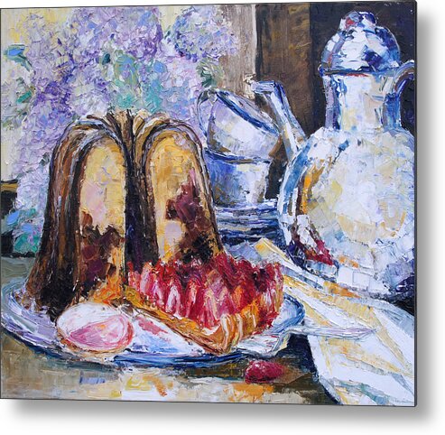 Still Life Metal Print featuring the painting Birthday by Barbara Pommerenke