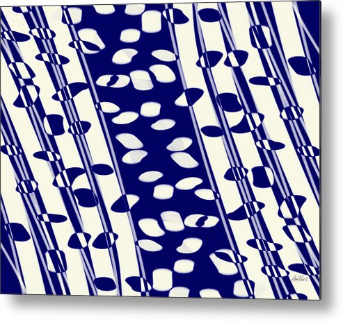 Abstract Metal Print featuring the painting Blue - abstract -art by Ann Powell