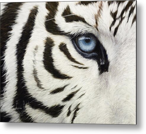 Tiger Metal Print featuring the painting Blue Eye by Lucie Bilodeau