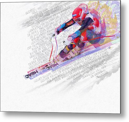 Bode Miller Metal Print featuring the painting Bode Miller And Statistics by Tony Rubino
