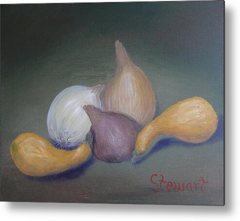 Still Life Metal Print featuring the painting Bodygourds by William Stewart