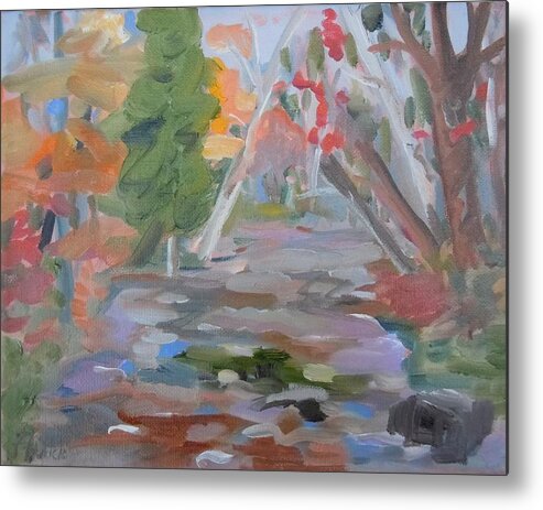 Landscape Metal Print featuring the painting Branch Lake Brook by Francine Frank