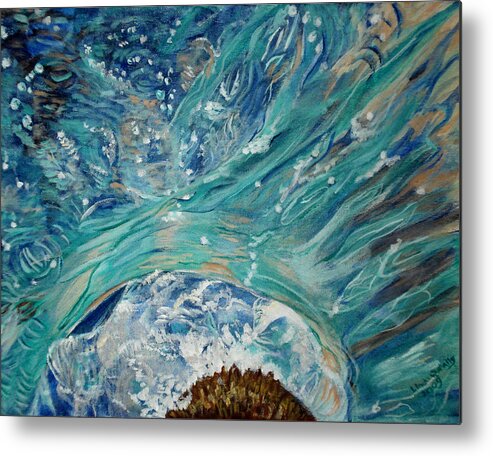 Swimming Metal Print featuring the painting Breaking Through by Linda Queally