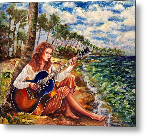 Woman Metal Print featuring the painting Briny Blues by Yelena Rubin