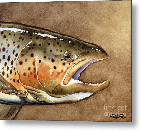 Brown Metal Print featuring the painting Brown Trout by David Rogers