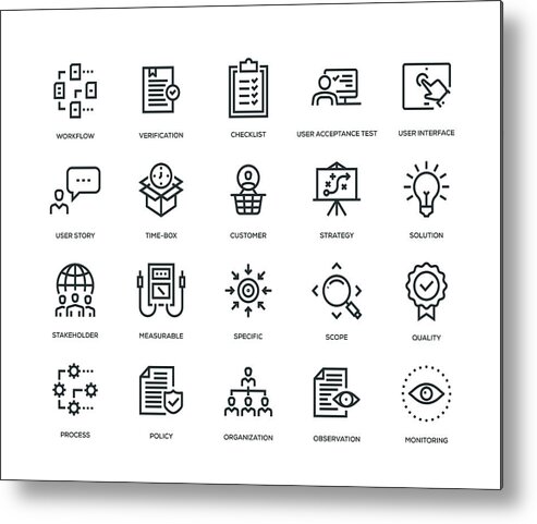 Plan Metal Print featuring the drawing Business Analysis Icon Set by Enis Aksoy