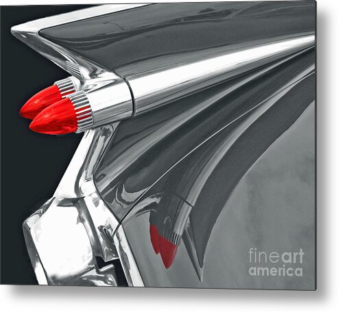 Cadillac Metal Print featuring the photograph Caddy Classic black and white by Cheryl Del Toro