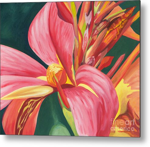 Canna Lily 2 By Annette M Stevenson Metal Print featuring the painting Canna Lily 2 by Annette M Stevenson