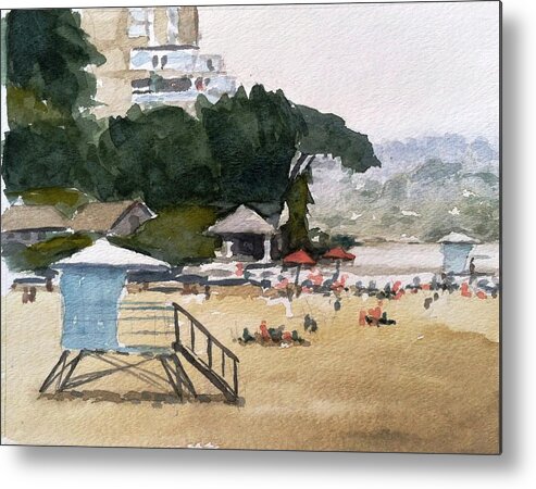 Capitola Metal Print featuring the painting Capitola Beach Lifeguard Station by John West