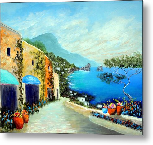 Italy Mediterranean Art Tuscany Metal Print featuring the painting Capri Fantasies by Larry Cirigliano