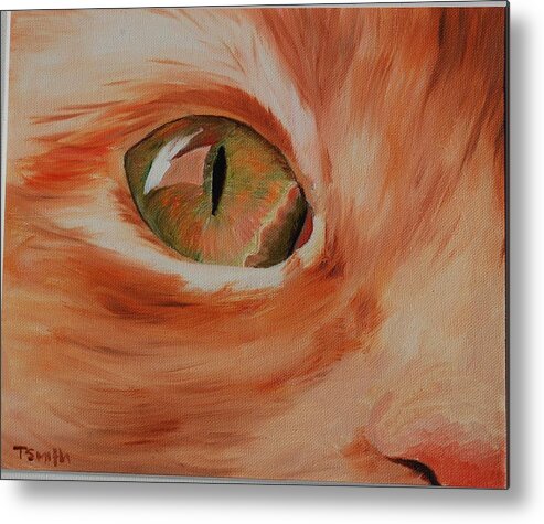 Cat Metal Print featuring the painting Cat's Eye by Teresa Smith