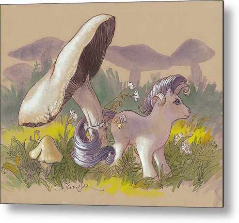 My Little Pony Metal Print featuring the painting Chanterelle in Her Meadow by Tracie Thompson