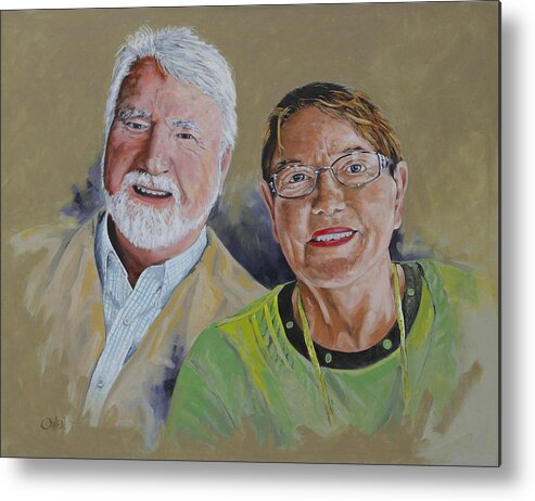 Portrait Painting In Oil. Metal Print featuring the painting Charles and Val by Rob Owen