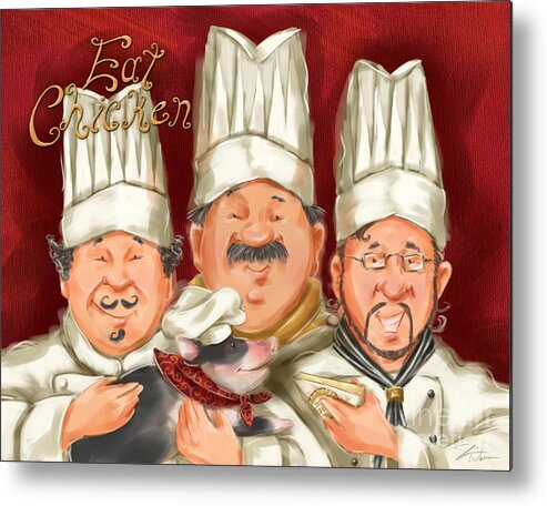 Waiter Metal Print featuring the mixed media Chefs Say Eat Chicken by Shari Warren