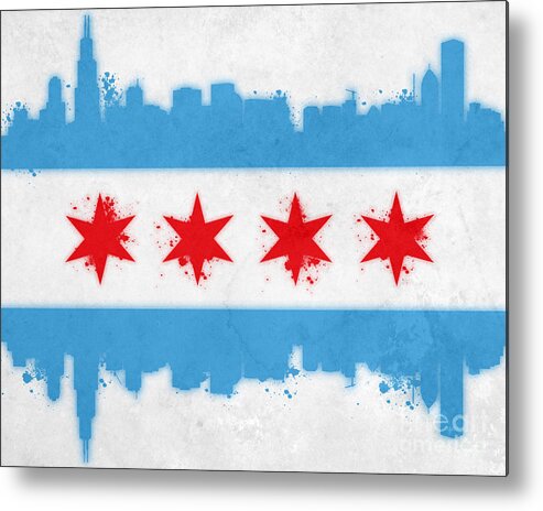 Chicago Metal Print featuring the painting Chicago Flag by Mike Maher