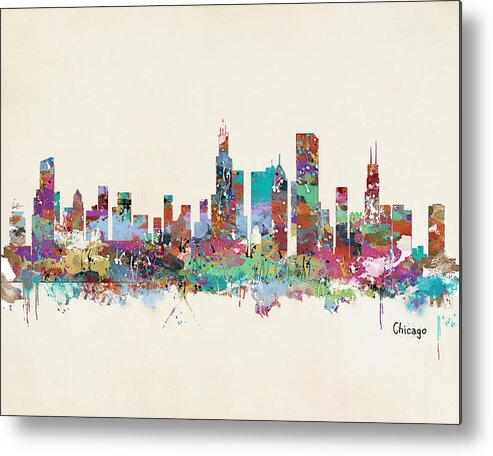 Chicago City Skyline Metal Print featuring the painting Chicago Illinois Skyline by Bri Buckley