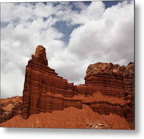 Chimney Metal Print featuring the photograph Chimney Rock in Capitol Reef National park in Utah by Jean Clark