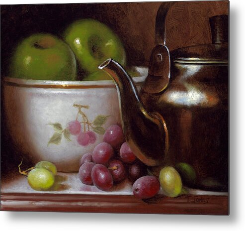China Metal Print featuring the painting China Bowl and Teapot by Timothy Jones