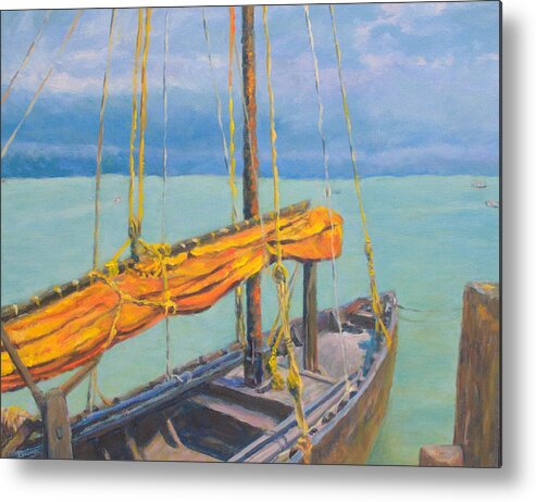 Boat Metal Print featuring the painting China Camp State Park by Kerima Swain