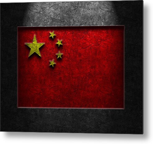 Abstract Metal Print featuring the digital art Chinese Flag Stone Texture by Brian Carson